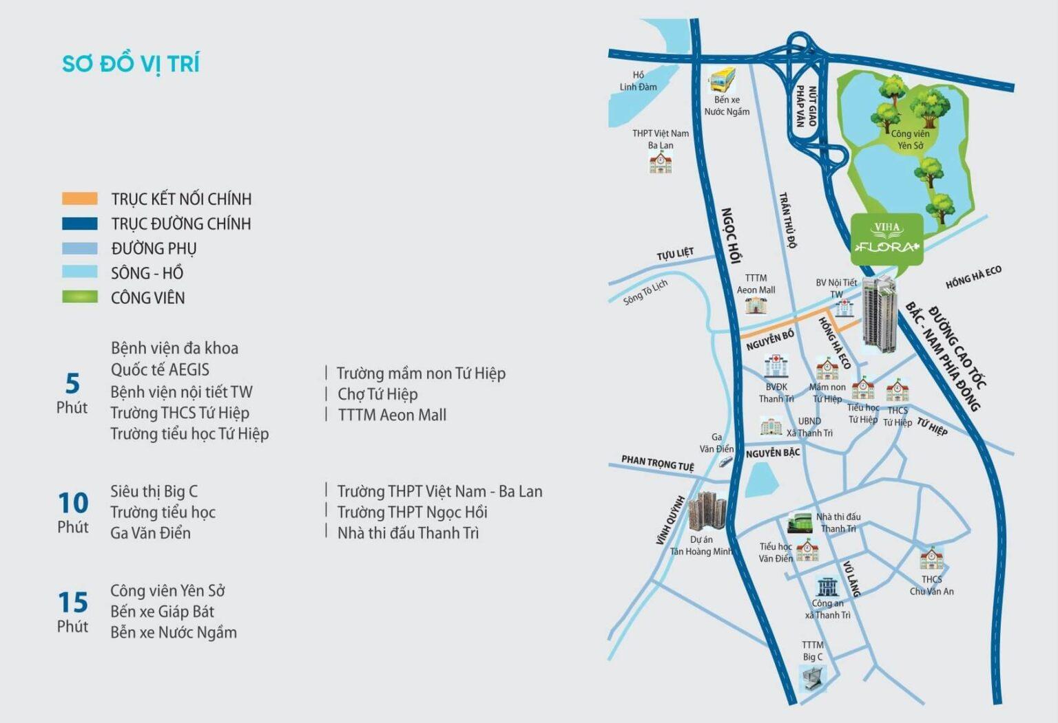 vị trí chung cư viha flora hồng hà eco city